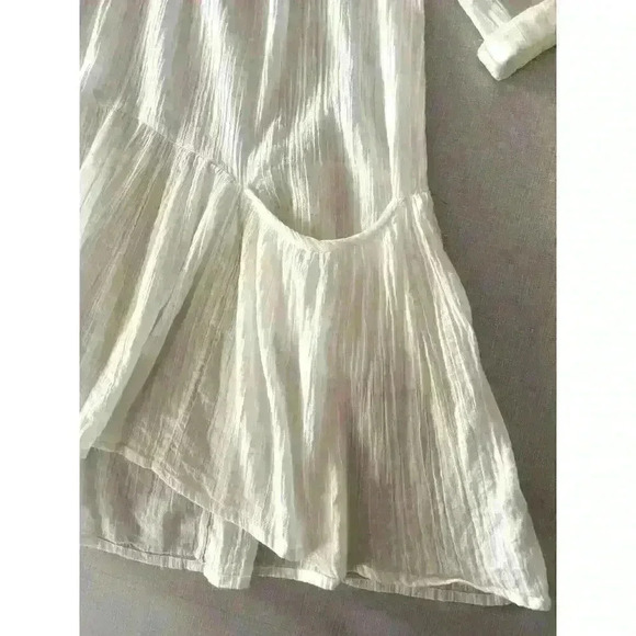 Free People Sz S Sun Moon Tunic Dress Ivory Mini Ruffle Embroidery Prairie Fairy - Picture 11 of 15